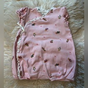 Polo Ralph Lauren one piece pink snap jumper, ruffle neck, bear, 18m